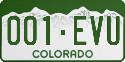 CO license plate 001EVU