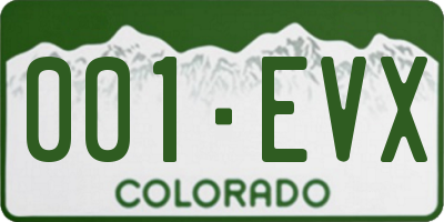 CO license plate 001EVX