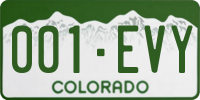 CO license plate 001EVY