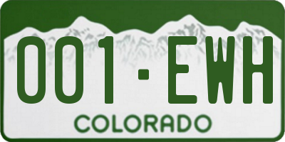 CO license plate 001EWH