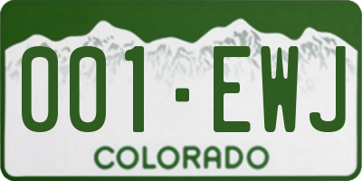 CO license plate 001EWJ