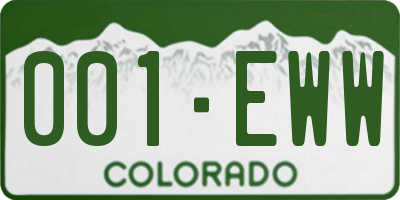 CO license plate 001EWW