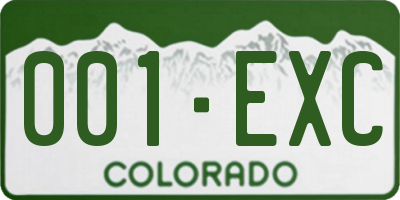 CO license plate 001EXC