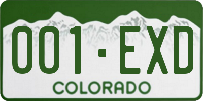 CO license plate 001EXD