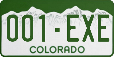 CO license plate 001EXE