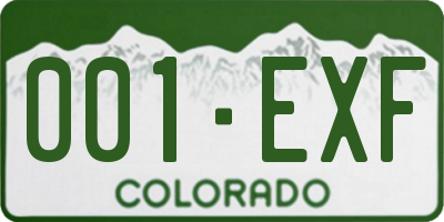 CO license plate 001EXF