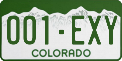 CO license plate 001EXY