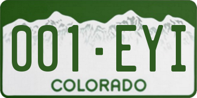 CO license plate 001EYI
