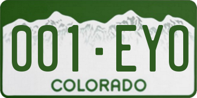 CO license plate 001EYO