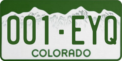 CO license plate 001EYQ