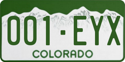 CO license plate 001EYX