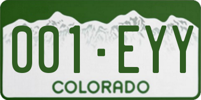 CO license plate 001EYY