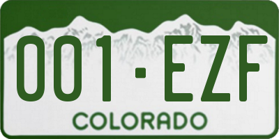 CO license plate 001EZF