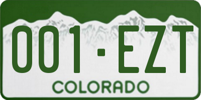 CO license plate 001EZT