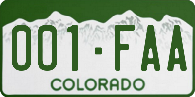 CO license plate 001FAA