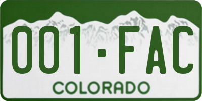 CO license plate 001FAC