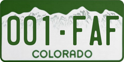 CO license plate 001FAF