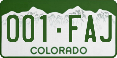 CO license plate 001FAJ