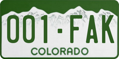 CO license plate 001FAK