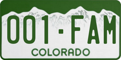 CO license plate 001FAM