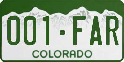 CO license plate 001FAR