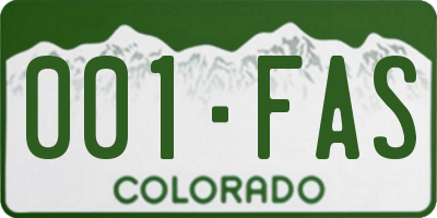 CO license plate 001FAS