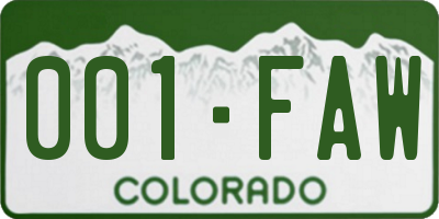 CO license plate 001FAW