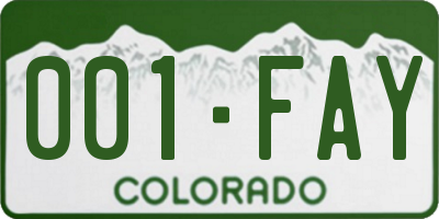 CO license plate 001FAY