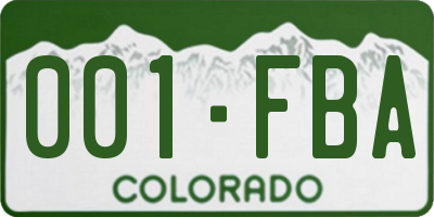 CO license plate 001FBA