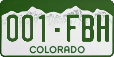 CO license plate 001FBH