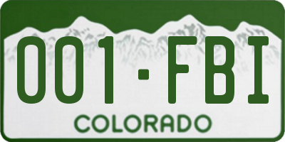 CO license plate 001FBI