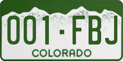 CO license plate 001FBJ