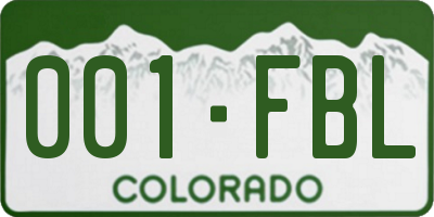 CO license plate 001FBL