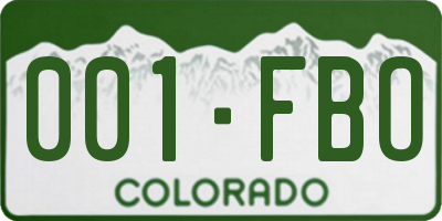 CO license plate 001FBO