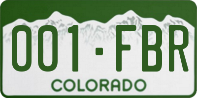 CO license plate 001FBR