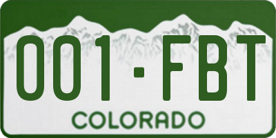 CO license plate 001FBT