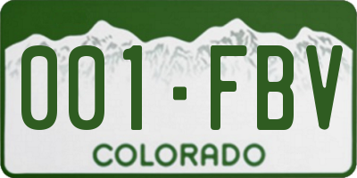 CO license plate 001FBV