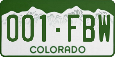 CO license plate 001FBW