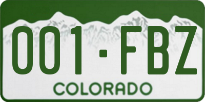 CO license plate 001FBZ