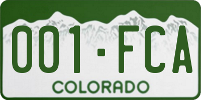 CO license plate 001FCA