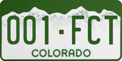 CO license plate 001FCT