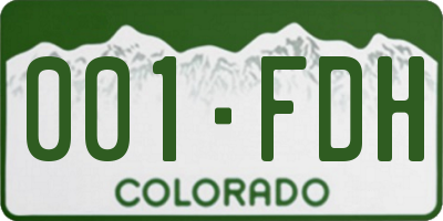 CO license plate 001FDH