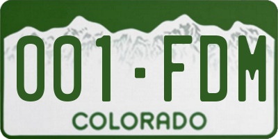 CO license plate 001FDM