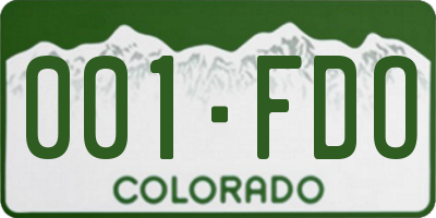 CO license plate 001FDO