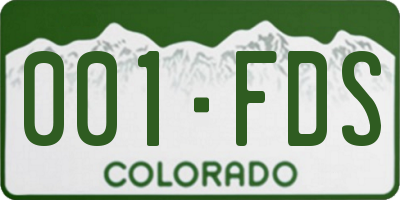 CO license plate 001FDS