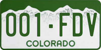 CO license plate 001FDV