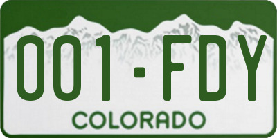 CO license plate 001FDY