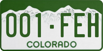 CO license plate 001FEH