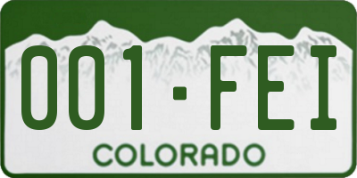 CO license plate 001FEI