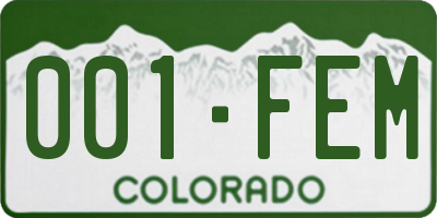 CO license plate 001FEM